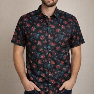 Structure Black Floral Men's Button Down Shirt